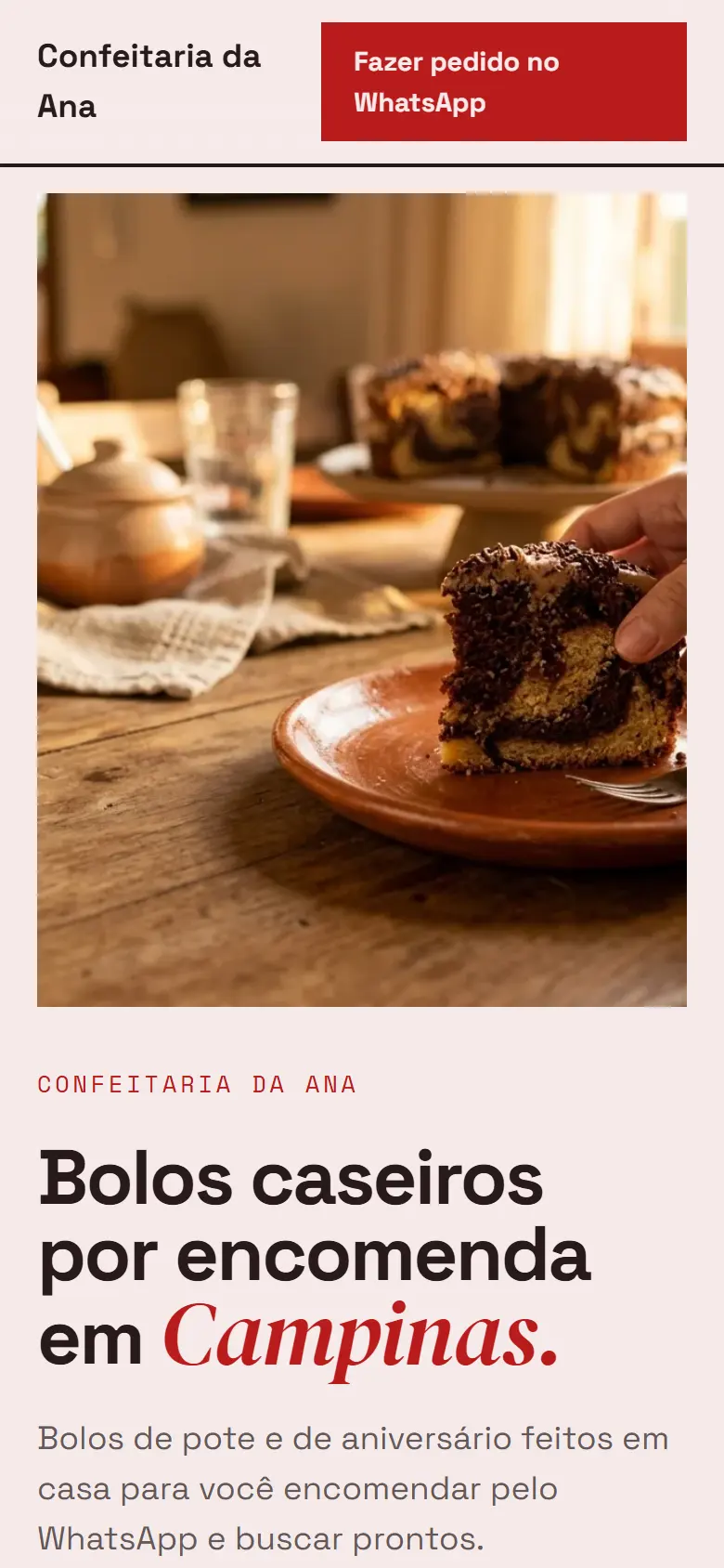 Página de exemplo no estilo Sinal Brutalista, vista no celular
